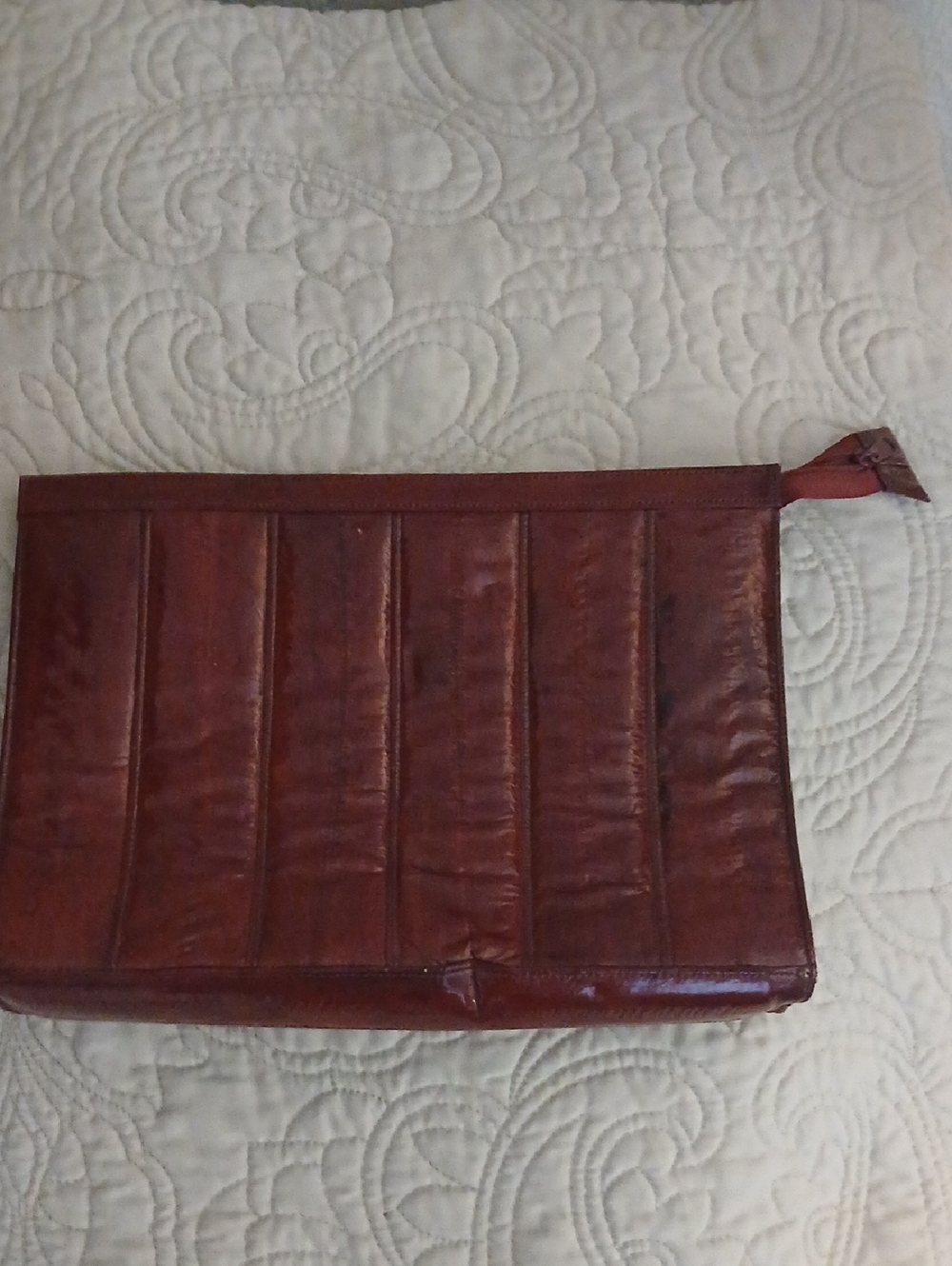 Eel Cognac Brown Clutch.